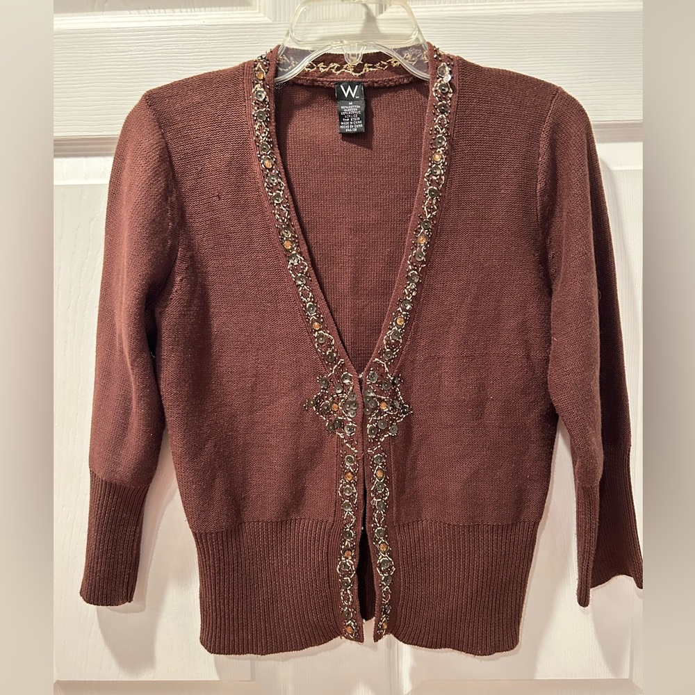 W brand Womens 3/4 Length Knit Cardigan Size M